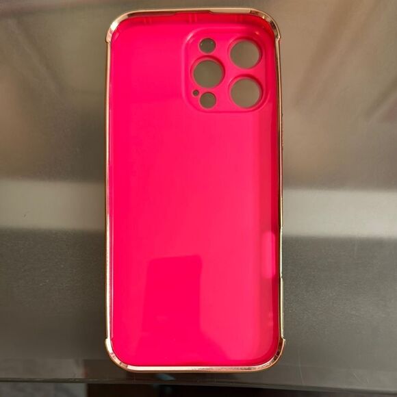 iPhone 16 Pro Max Stylish Pink and Gold Phone Case - Picture 2 of 2